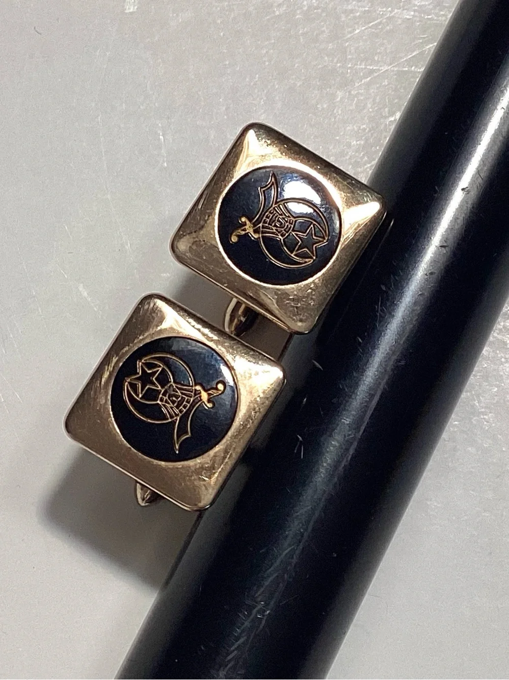 Swank Mid Century Shriners Square Cufflinks